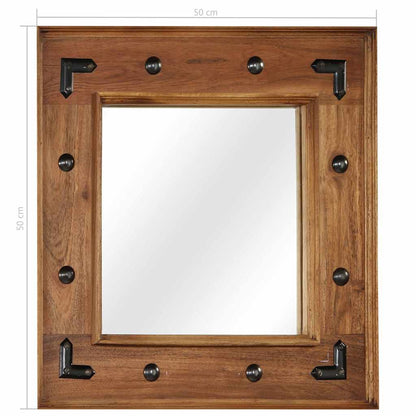 246307 vidaXL Mirror Solid Acacia Wood 50x50 cm