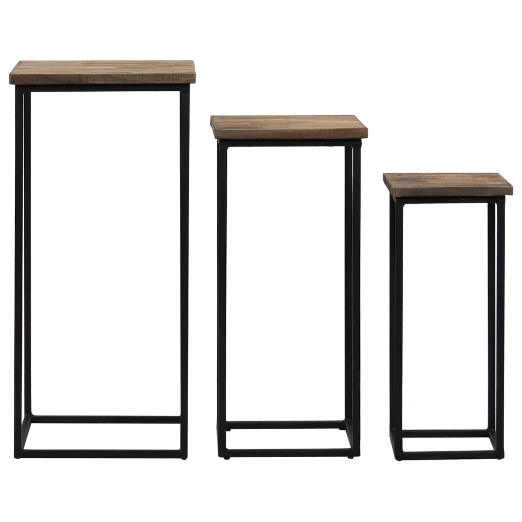 3 Piece Plant Table Set Reclaimed Teak