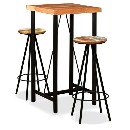 Bar Set | Natural wood and black | Solid Acacia wood | Small | Durable