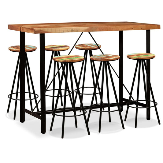 Bar Set | Natural Wood, Black | Solid Acacia Wood, Reclaimed Wood, Steel
