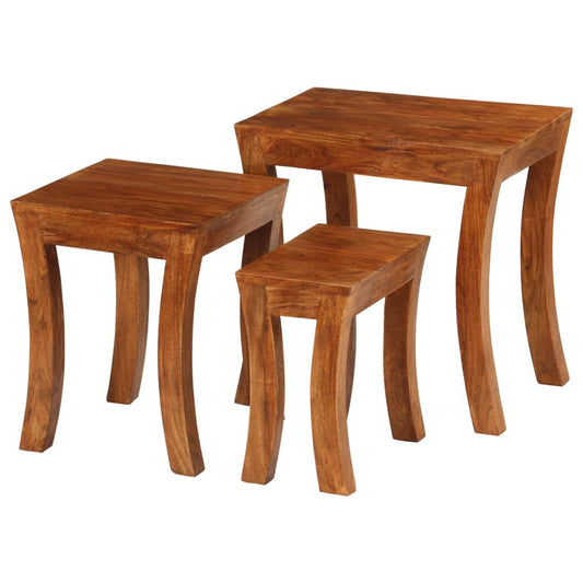Nesting Table | Brown with a honey touch finish | Solid acacia wood