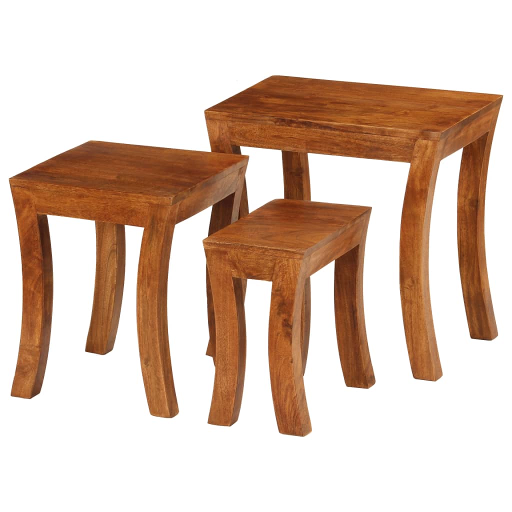 Nesting Table Set 3 Pieces Solid Acacia Wood 50x35x50 cm Brown