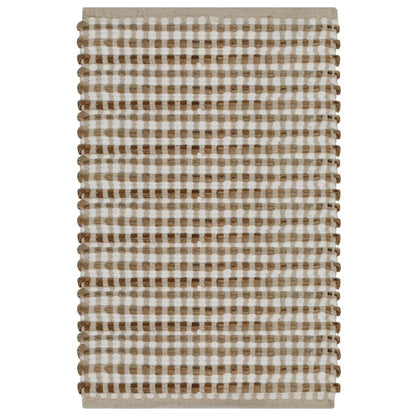 Hand-Woven Jute Bathroom Mat Set Fabric Natural and White