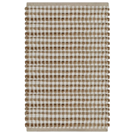 Bath Mat Set | Natural and White | 45% Polyester, 45% Jute, 10% Cotton