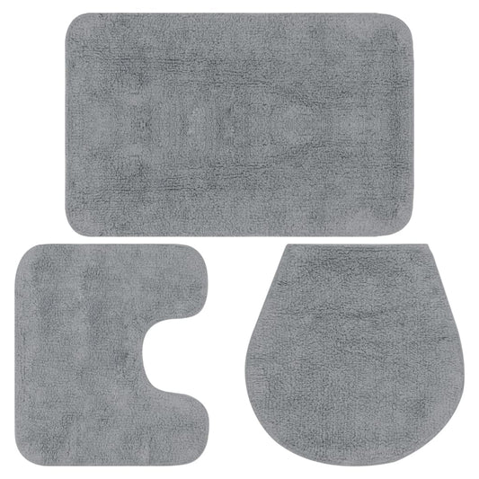 Bath Mat Set | Grey | 100% Cotton | Medium | Non-slip | Bath Mat Set