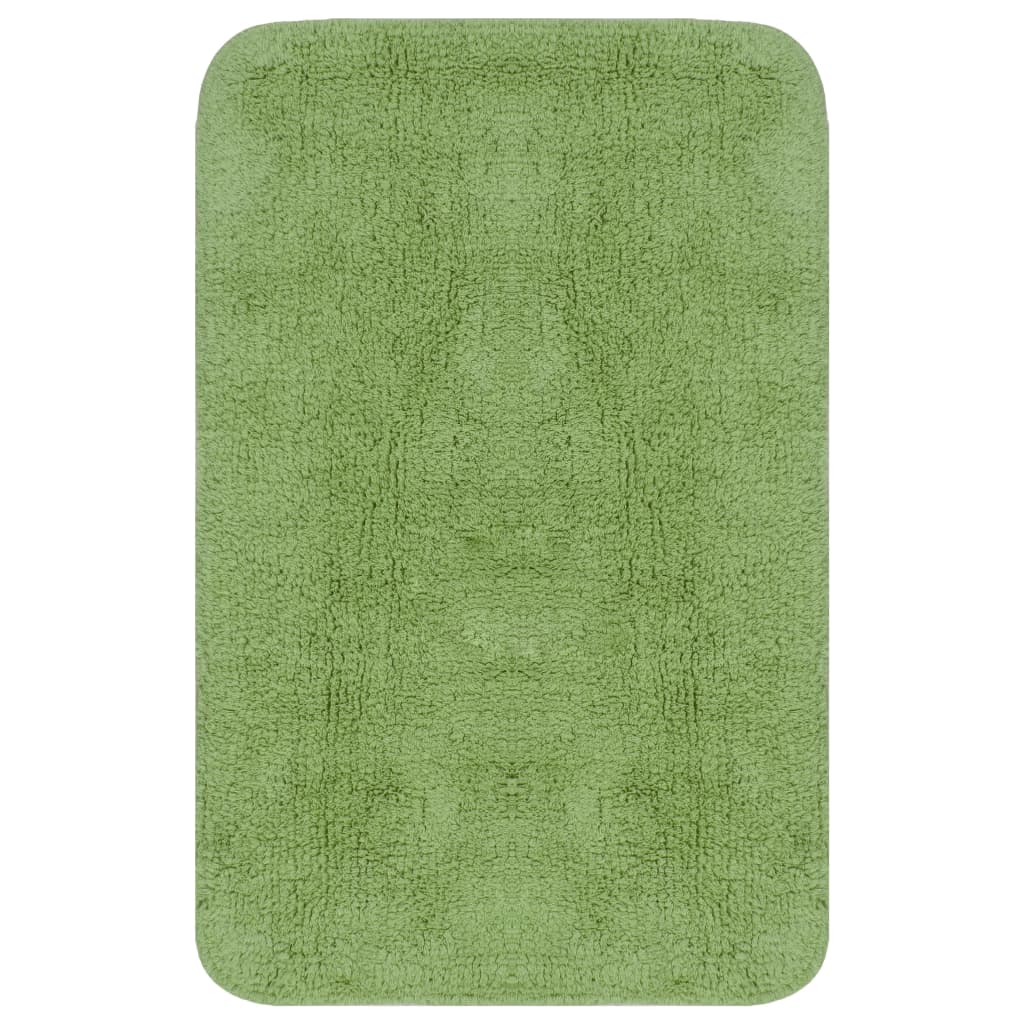 Bathroom Mat Set 3 Pieces Fabric Green