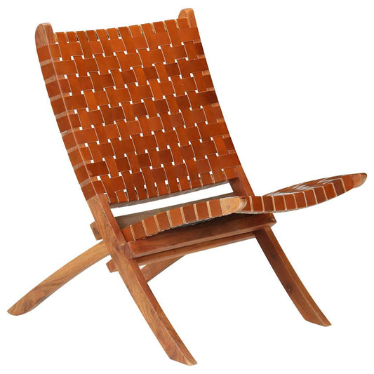 Chair | Brown | Real goat leather, Solid acacia wood | Standard size
