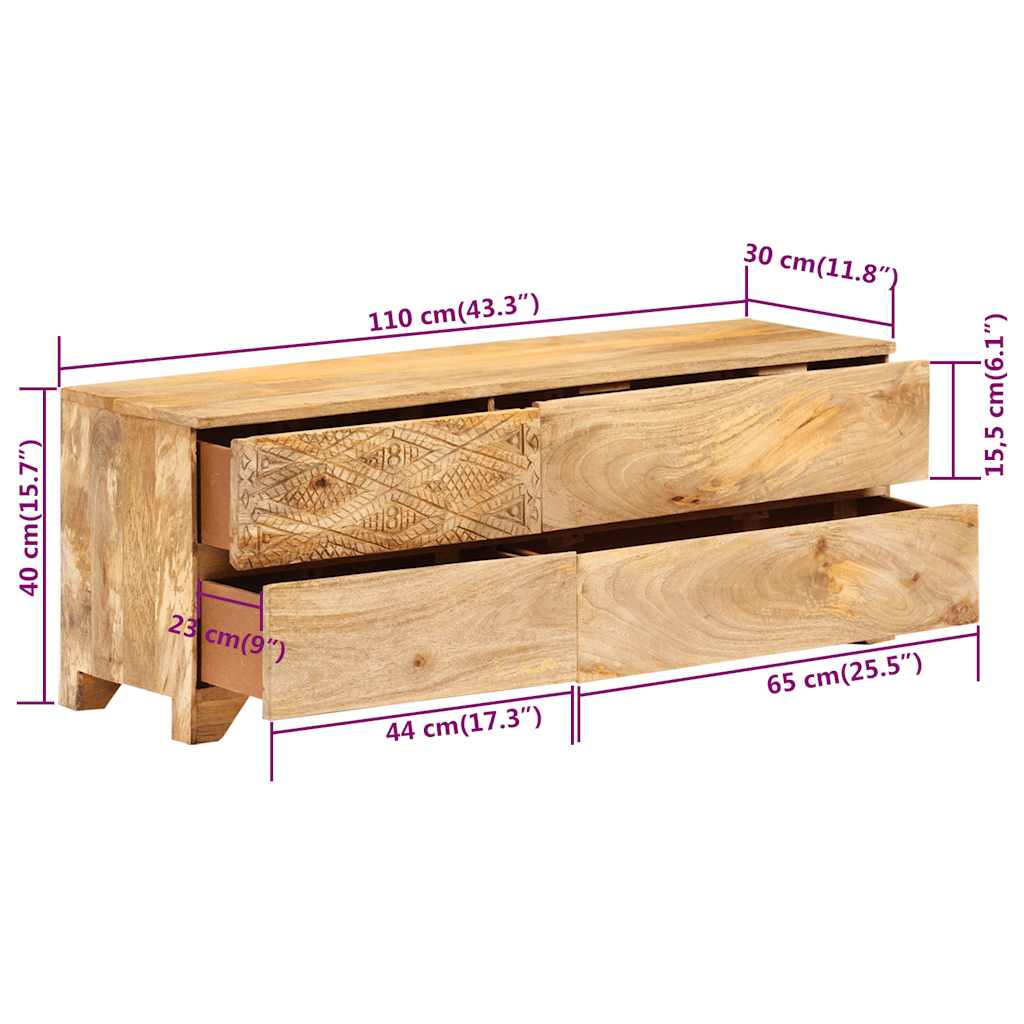 246144 vidaXL TV Cabinet Solid Mango Wood 110x30x40 cm