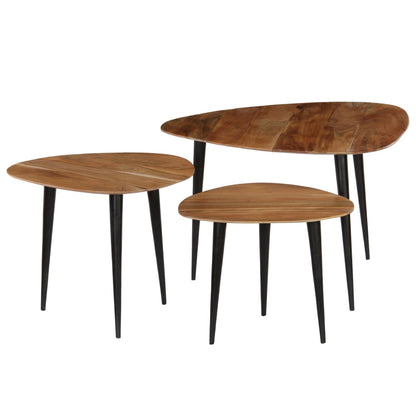246062 vidaXL Coffee Table Set 3 Pieces Solid Acacia Wood