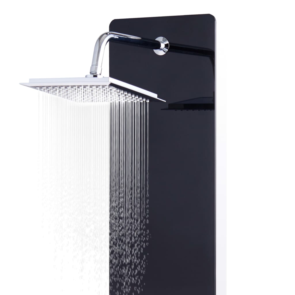 Shower Panel Unit Glass 25x44,6x130 cm Black