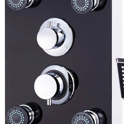 Shower Panel Unit Glass 25x44,6x130 cm Black