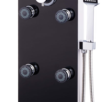 Shower Panel Unit Glass 25x44,6x130 cm Black