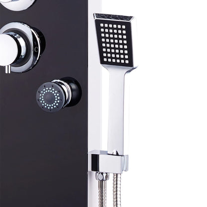Shower Panel Unit Glass 25x44,6x130 cm Black