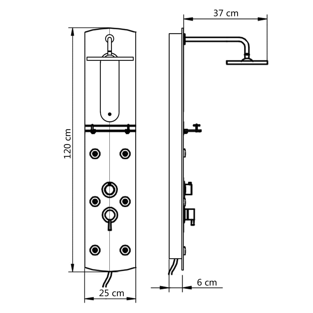142994 vidaXL Shower Panel Unit 25x43x120 cm Silver