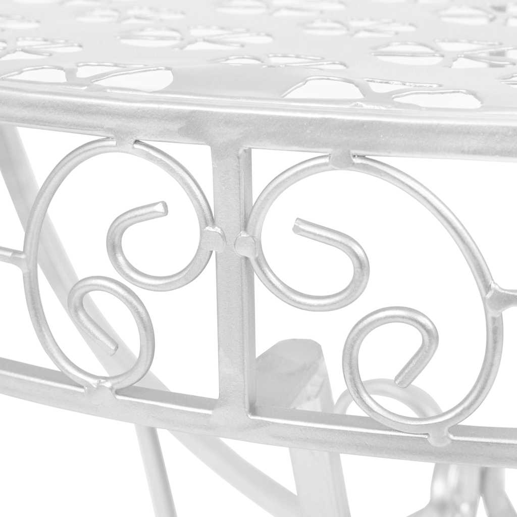 245929 vidaXL Side Table Vintage Style Half Round Metal 72x36x74 cm Silver