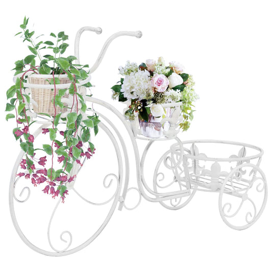 Plant Stand | Antique white | Metal | Medium | Decorative Inlays
