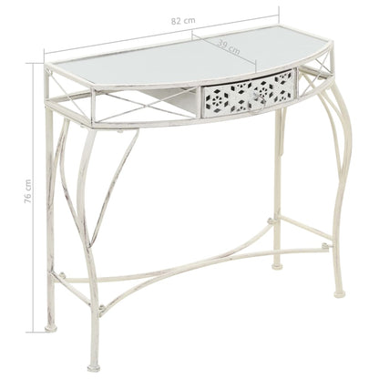 Side Table French Style Metal 82x39x76 cm White