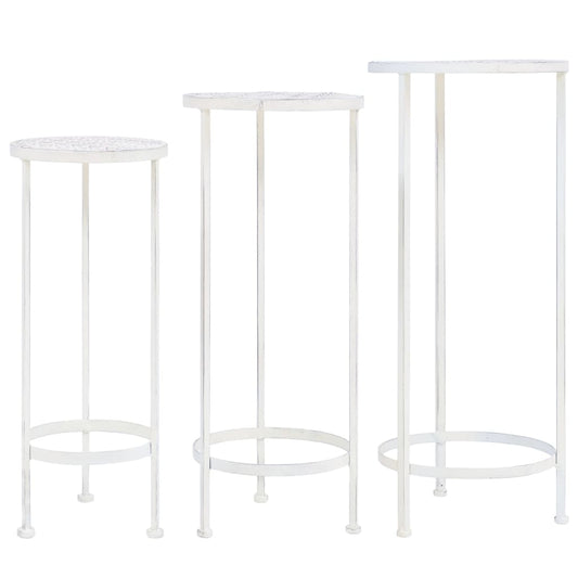 Plant Stand | Antique White | Metal | Medium | Stackable | Plant Stand