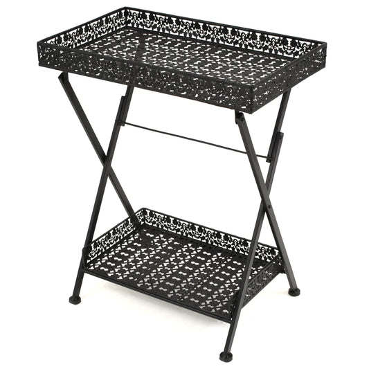 Table | Black | Metal | 58x35x72 cm | Foldable | Tea Table | Rectangular