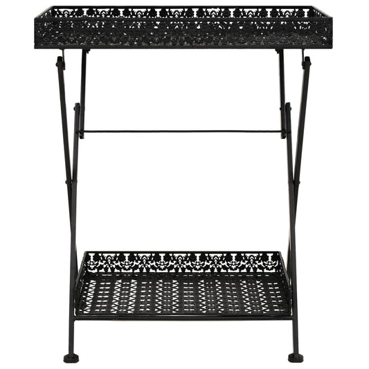 Table | Black | Metal | 58x35x72 cm | Foldable | Tea Table | Rectangular