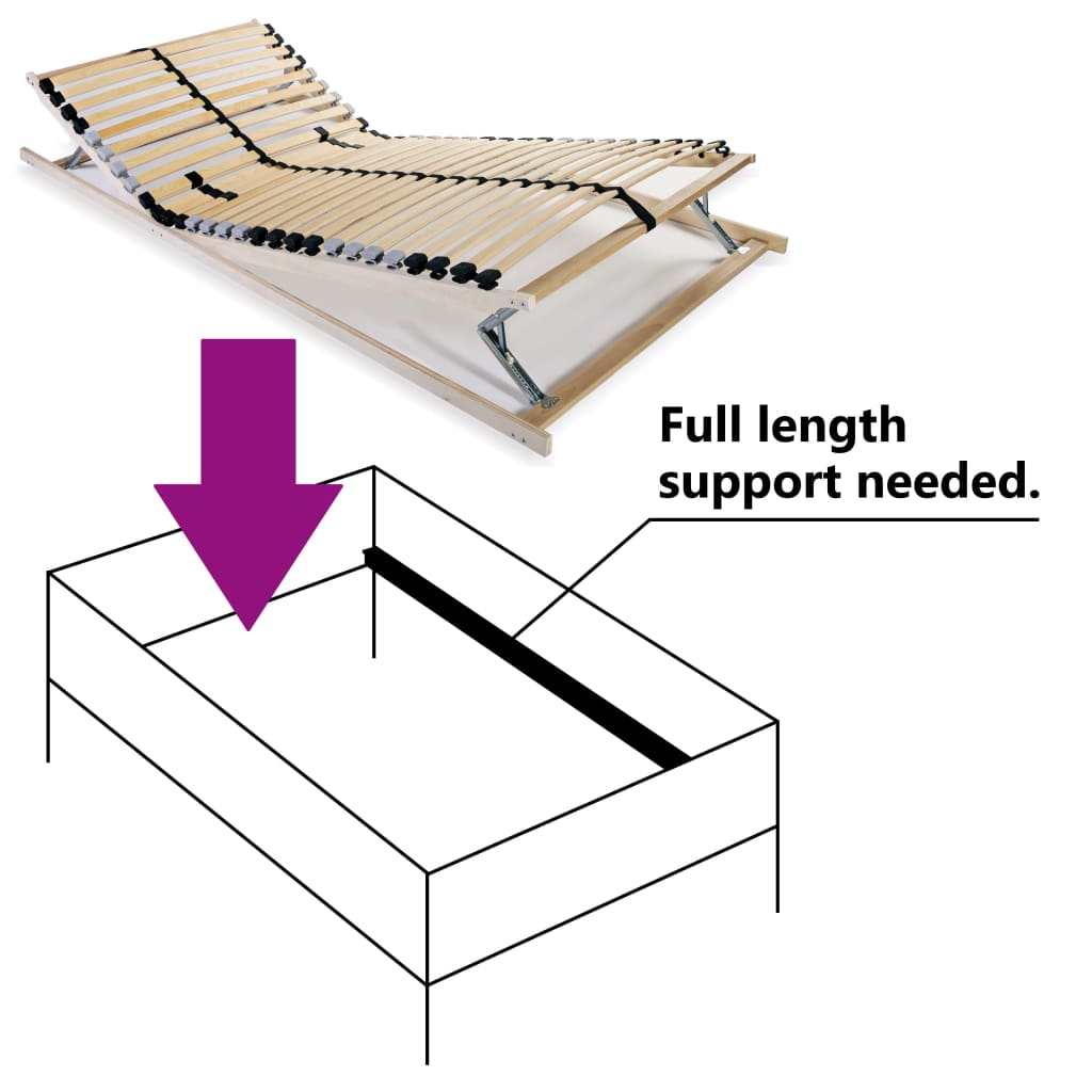 Slatted Bed Base without Mattress with 28 Slats 7 Zones 90x200 cm