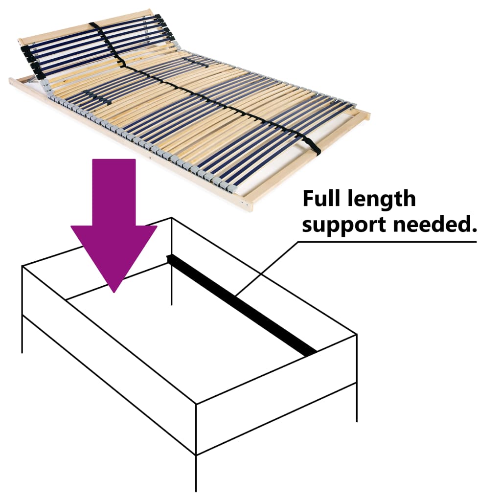 Slatted Bed Base without Mattress with 42 Slats 7 Zones 140x200 cm