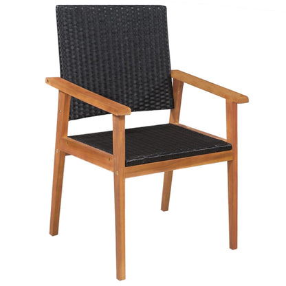Dining Set | Black and brown | PE rattan, solid acacia wood | Medium