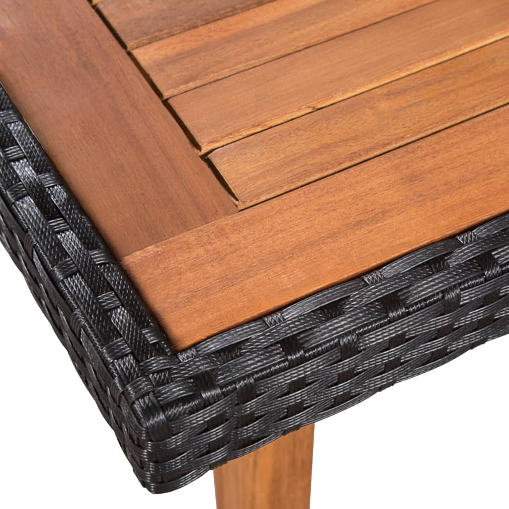 Dining Set | Black and brown | PE rattan, solid acacia wood | Medium