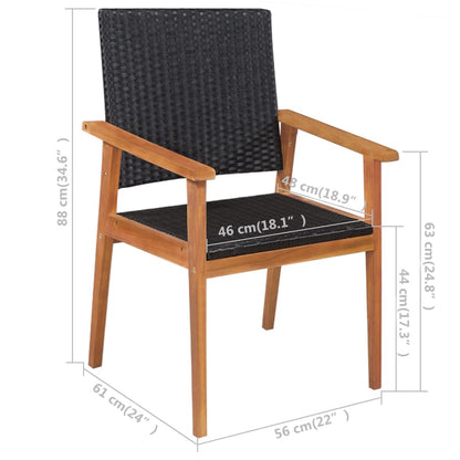 Dining Set | Black and brown | PE rattan, solid acacia wood | Medium