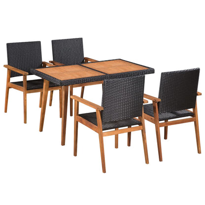 Dining Set | Black | PE rattan | 5 Piece Set | Durable
