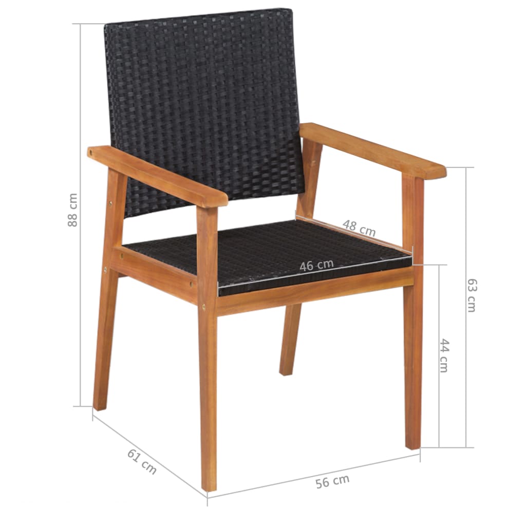Dining Set | Black | PE rattan | 5 Piece Set | Durable