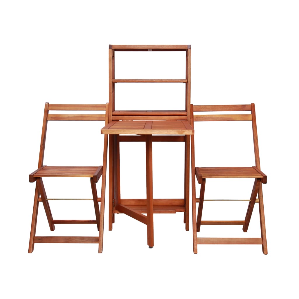 Bistro Set | Natural wood | Solid acacia wood | 2-seater | Foldable