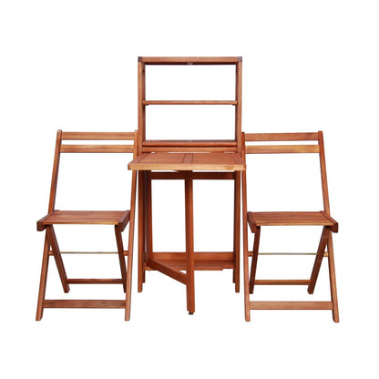 Bistro Set | Natural wood | Solid acacia wood | 2-seater | Foldable