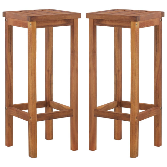 Bar Chairs 2 pcs Solid Acacia Wood