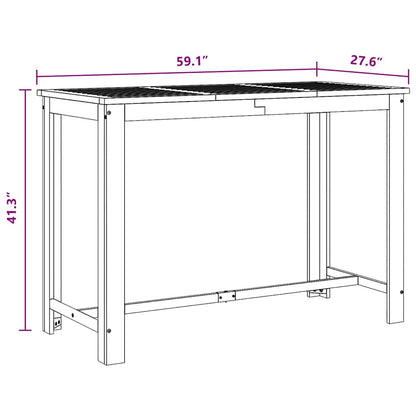 Bar Table Solid Acacia Wood 150x70x105 cm