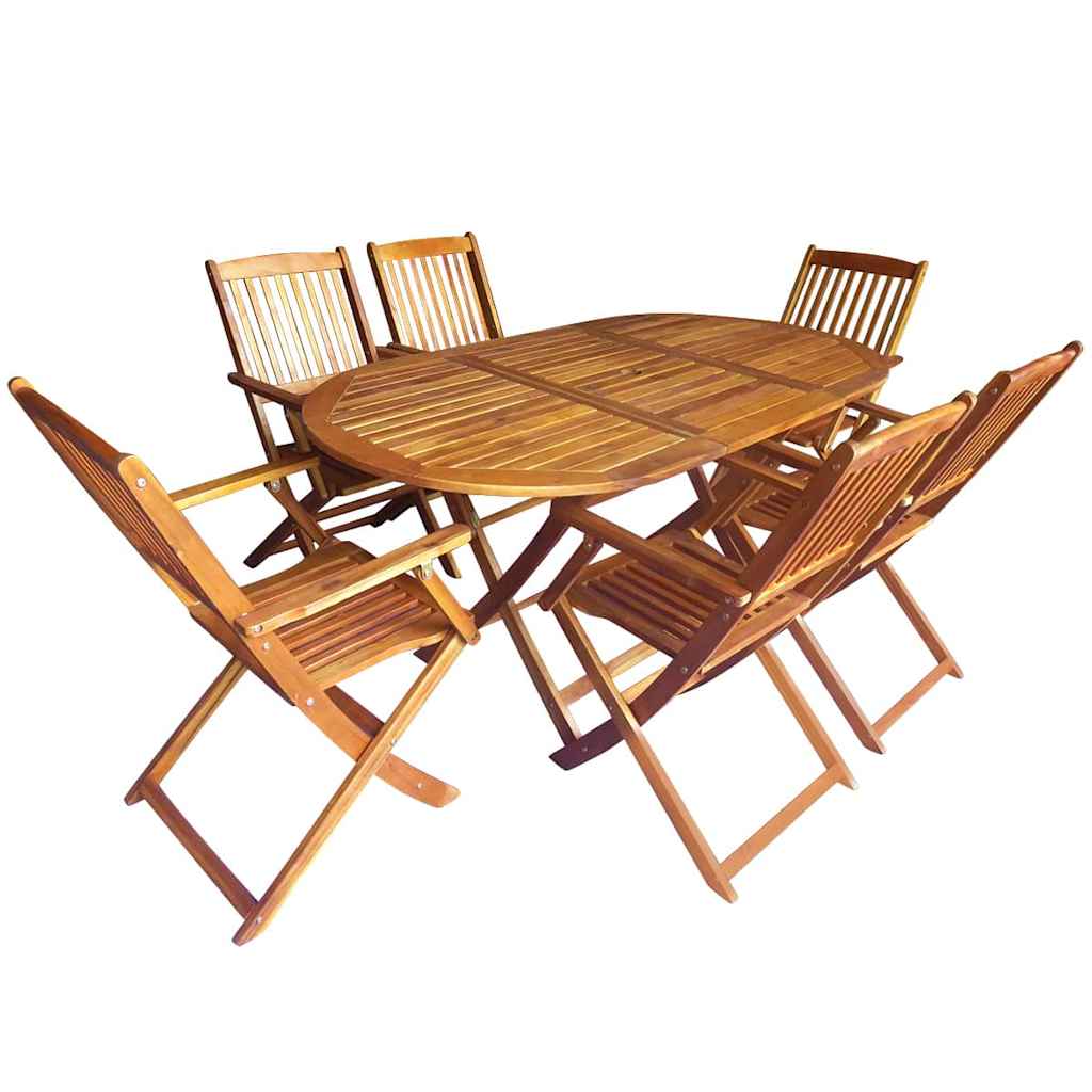 Outdoor Dining Set 7 pcs Brown Solid eucalyptus wood