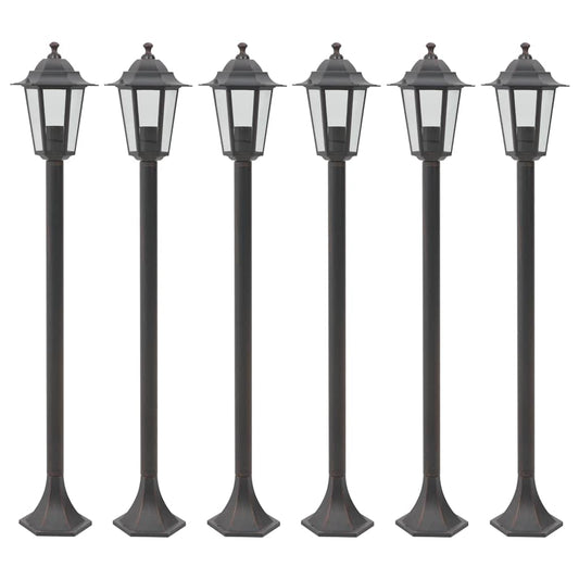 Garden Post Lights 6 pcs E27 110 cm Aluminium Bronze