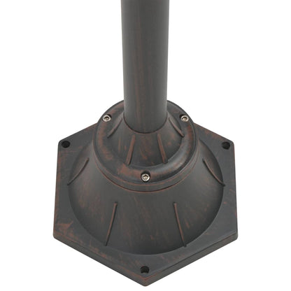 Garden Post Light E27 220 cm Aluminium 2-Lantern Bronze