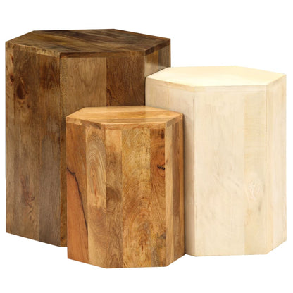 246321 vidaXL Coffee Table Set 3 Pieces Solid Mango Wood