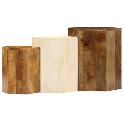246321 vidaXL Coffee Table Set 3 Pieces Solid Mango Wood
