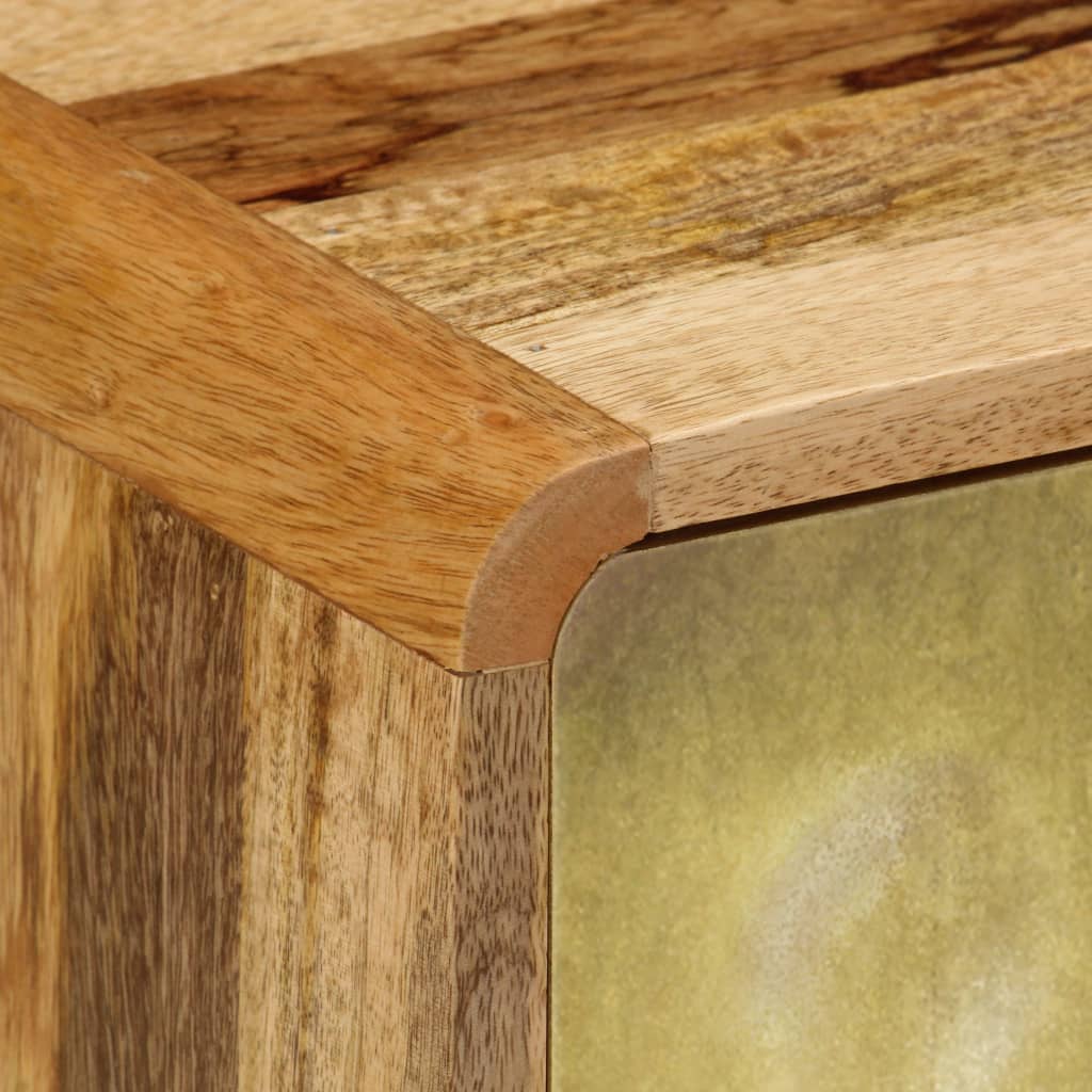 TV Cabinet | Natural Mango Wood with Gold Print | Solid Mango Wood