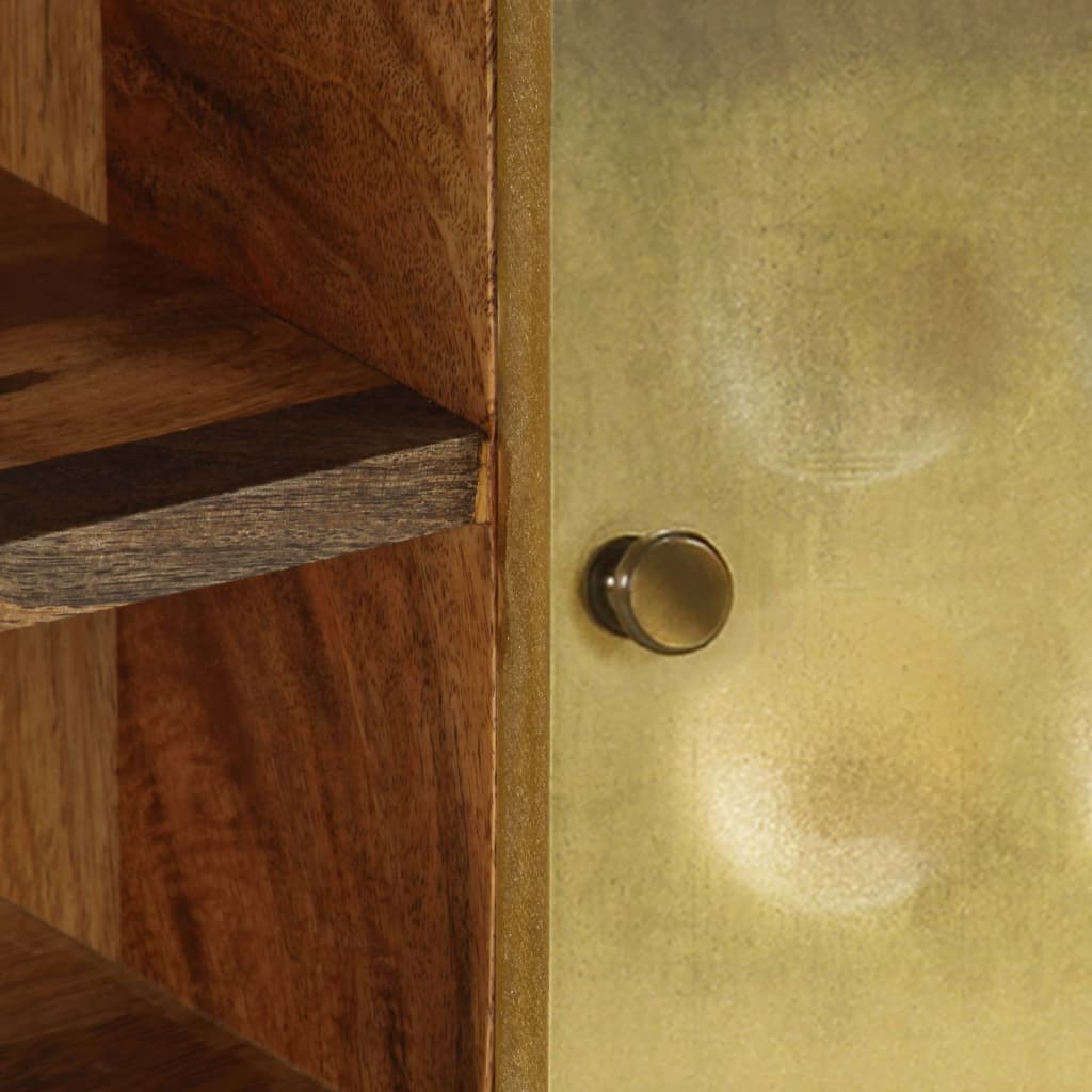 TV Cabinet | Natural Mango Wood with Gold Print | Solid Mango Wood