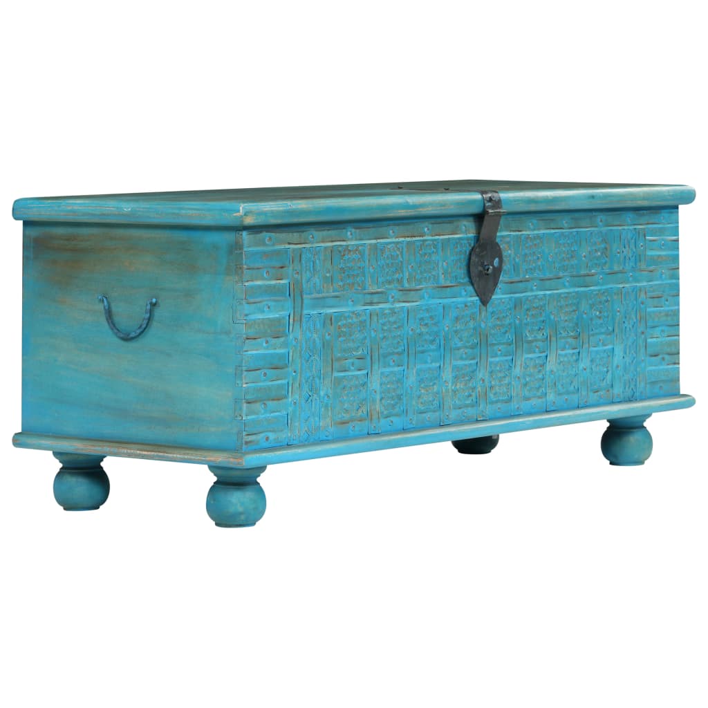 Storage Chest | Blue | Solid Mango Wood | 100 cm x 40 cm x 41 cm