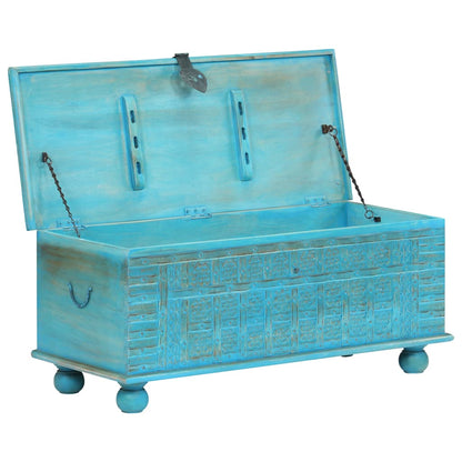 Storage Chest | Blue | Solid Mango Wood | 100 cm x 40 cm x 41 cm