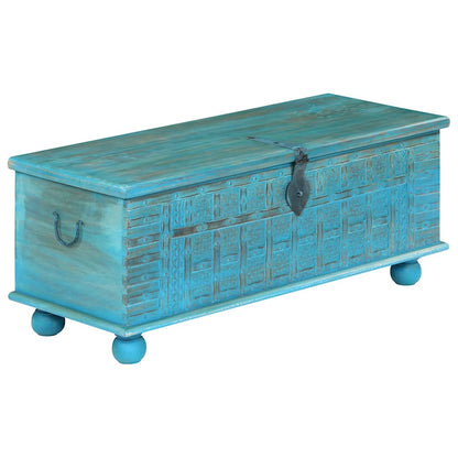 246479 vidaXL Storage Chest Solid Mango Wood Blue 100x40x41 cm