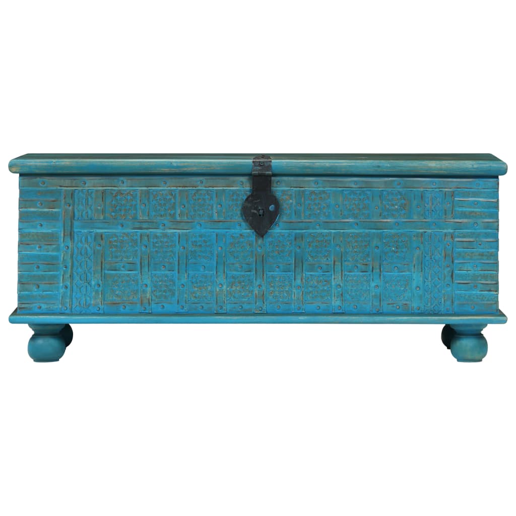 Storage Chest | Blue | Solid Mango Wood | 100 cm x 40 cm x 41 cm