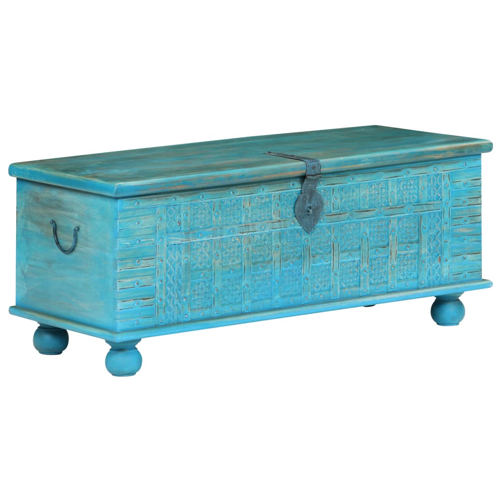 Storage Chest | Blue | Solid Mango Wood | 100 cm x 40 cm x 41 cm