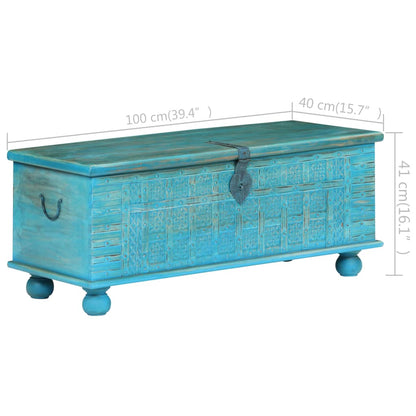 Storage Chest | Blue | Solid Mango Wood | 100 cm x 40 cm x 41 cm