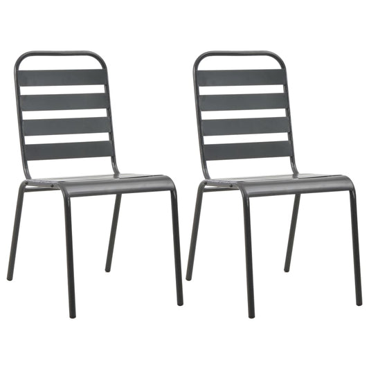Outdoor Chair | Set of 2 | Dark Grey | E-coated and powder-coated steel