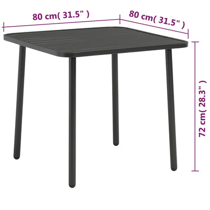 Garden Table Dark Grey 80x80x72 cm Steel